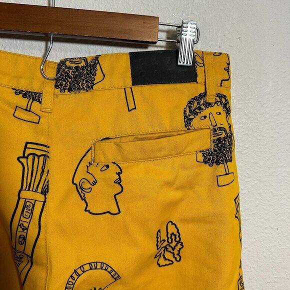 Lazy Oaf Roman Holiday Tokyo Pants 30 8 Yellow Barrel Leg Cropped Ankle Trouser - Picture 8 of 10